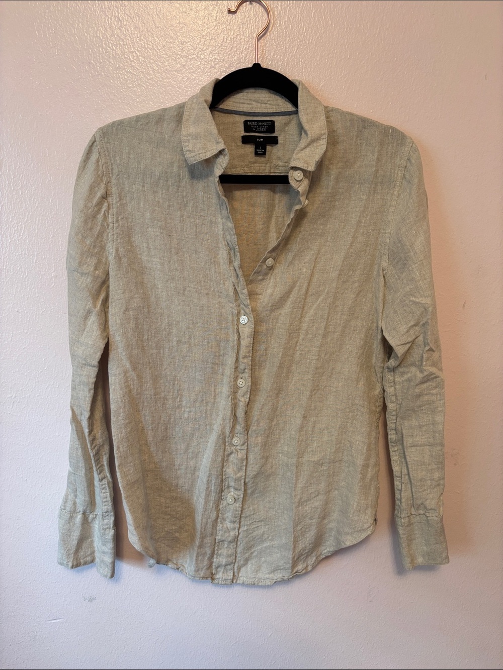 J. Crew Women's Light Taupe Linen Button-Down Blouse